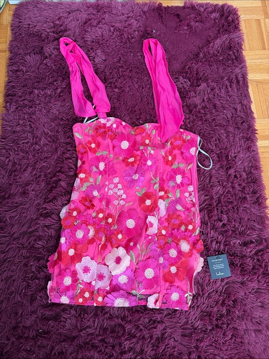 Lulus Dresses & Skirts - Pink floral embroidered mini dress